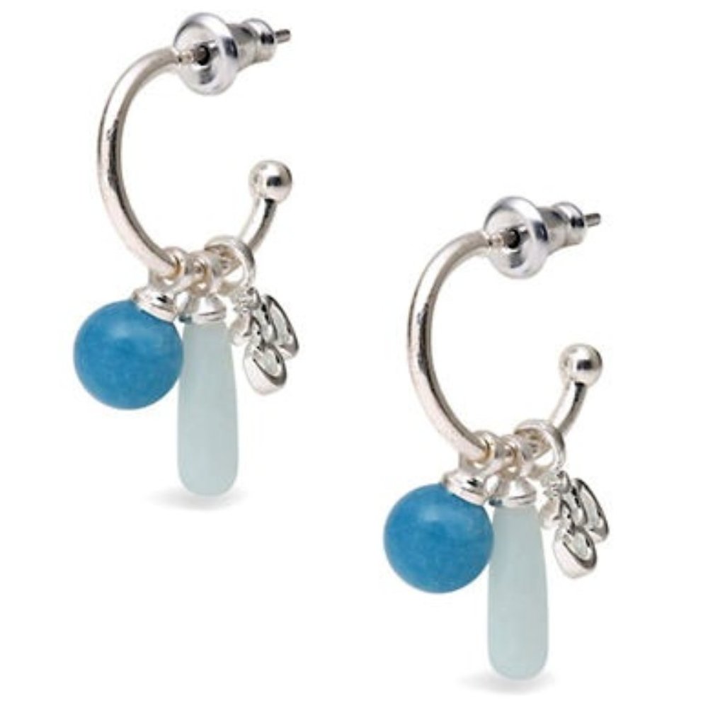 Pilgrim Boho Beaded Hoop Earrings-SILVER-One Size